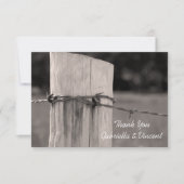 Ländliche Zaun Post Land Hochzeit Danke Notiz (Vorderseite)