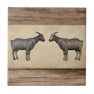 Ländliche Ziegen und Holzmaserung Keramikfliese