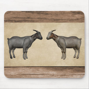 Ländliche Ziegen und Holzmaserung Mousepad