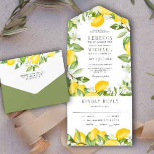 Ländliche Zitrus-Limonenplantagen-Hochzeit All In One Einladung