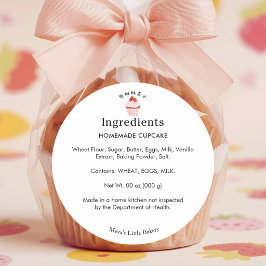 Ländliche Zutatenliste für Erdbeercupcakes Runder Aufkleber