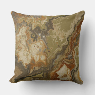 Ländlicher abstrakter Oliven-Grün-Bernstein-Druck Kissen