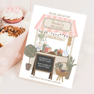 Ländlicher Bauernmarkt Lokal Wachsende Babyparty Einladung