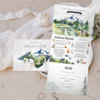 Ländlicher Bergfluss Wald | Illustrierte Hochzeit