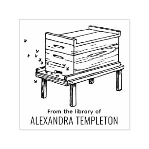 Ländlicher Bienenstock Fliegende Bienen #4 Bibliot Permastempel