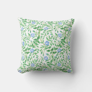 Ländlicher Blau-Weiß-Blumenmuster Immergrün-Muster Kissen