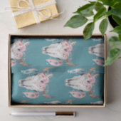 Ländlicher Blumen-Schädel-Boho-Monogramm personali Seidenpapier (Geschenk)