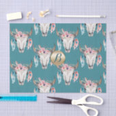 Ländlicher Blumen-Schädel-Boho-Monogramm personali Seidenpapier (Handwerk)