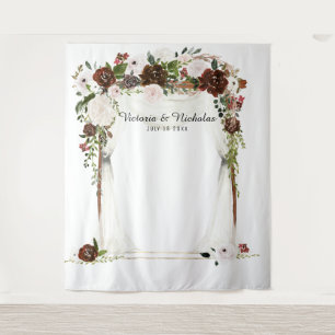 Ländlicher Blumenhochzeit-Fotobooth-Hintergrund im Wandteppich