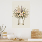 Ländlicher Blumenvase Poster (Küche)