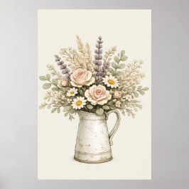 Ländlicher Blumenvase Poster