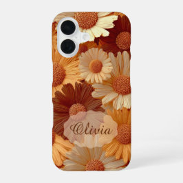 Ländlicher Boho-Blumen-Daisy-Muster-Name-Etuis iPhone 16 Hülle