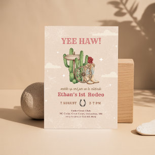 Ländlicher Boho-Western-Wüsten-1. Rodeo-Geburtstag Einladung