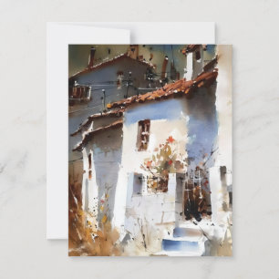 Ländlicher Charme in Griechenland in Aquarell Feiertagskarte