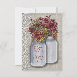 Ländlicher Charme Mason Jar RSVP-Einladung RSVP Karte