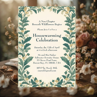 Ländlicher Cottagecore William Morris zur Einweihu Einladung