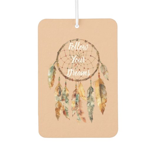 Ländlicher Creme Boho Federn Traumfänger Autolufterfrischer (Vorderseite)