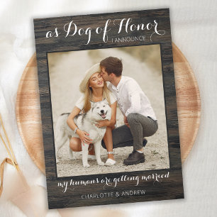 Ländlicher Ehrenhund Hochzeitsfoto Engagement für  Ankündigung