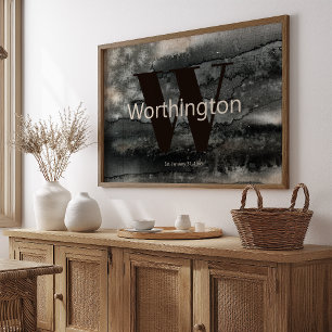 Ländlicher Familienname Farmhouse Wasserfarbe Poster