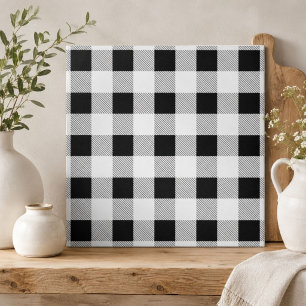ländlicher Farmhouse Chic Schwarz-Weiß-Karo Fliese