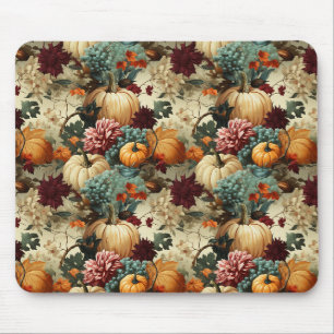 Ländlicher Farmhouse-Kürbis Orange Blumen Vintage Mousepad