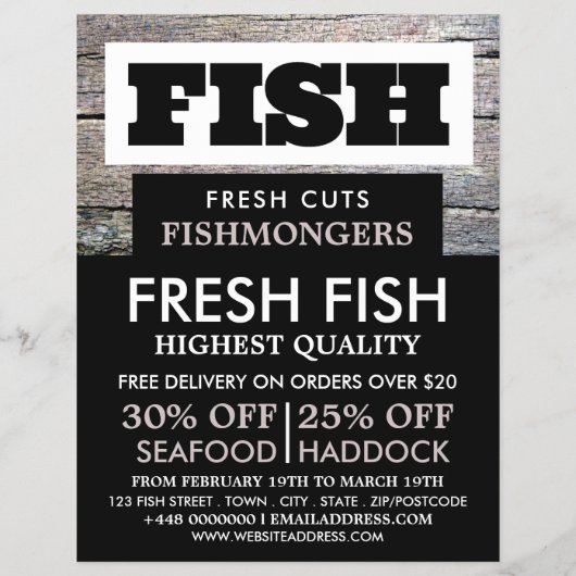 Ländlicher Fischhändler/Ehefrau, Fischmarktwerbung Flyer (Vorne)