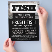 Ländlicher Fischhändler/Ehefrau, Fischmarktwerbung Flyer (Hand)