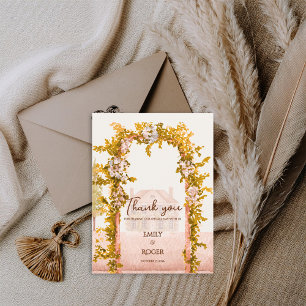 Ländlicher Gartenbogen Dankeschön für die Hochzeit Postkarte