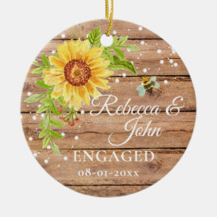 Ländlicher gelber Sonnenblumen-Keramikschmuck mit Keramik Ornament