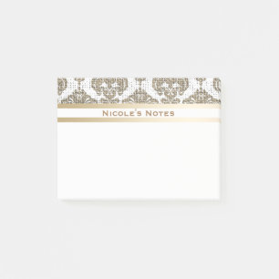 Ländlicher Glamour Jute Royaler Damast Chic Modern Post-it Klebezettel