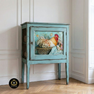 Ländlicher Hahn Rosa Hortensien Decoupage Seidenpapier