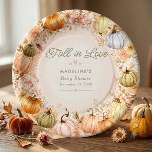 Ländlicher Herbst in Liebe Kürbis Herbst Baby Show Pappteller