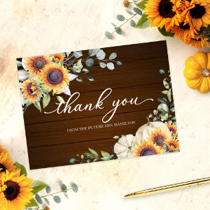 Ländlicher Herbst Weißer Kürbis Sonnenblume Dankes Postkarte