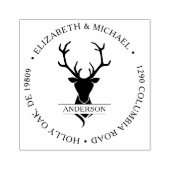 Ländlicher Hirschkopf Geweih | Monogramm Gummistempel (Prägung)
