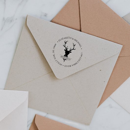 Ländlicher Hirschkopf Geweih | Monogramm Gummistempel