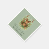 Ländlicher Hirschkopf im Wald mit Winterlaub - Serviette (Ecke)