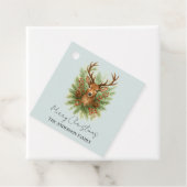 Ländlicher Hirschkopf im Winter mit Laubwerk - Geschenkanhänger (Beispiel)