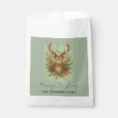 Ländlicher Hirschkopf im Winter mit Laubwerk - Geschenktütchen (Vorderseite)