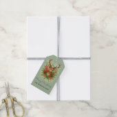 Ländlicher Hirschkopf mit Winterlaub - Geschenkanhänger (Mit Garn)