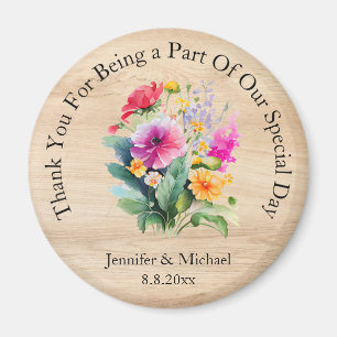 ländlicher Holz Blumen Dankeschön Hochzeitsmagnet Magnet