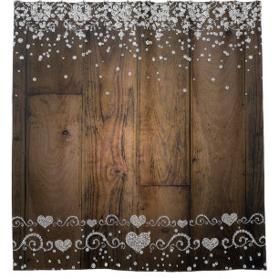Ländlicher Holz-Glamour Diamanten Diamantenglanz Duschvorhang