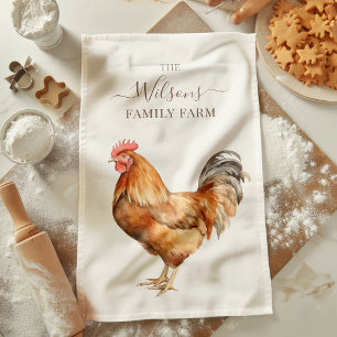 Ländlicher Hühnerhof Familienfarm  Geschirrtuch