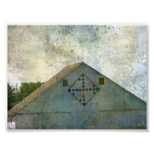 ländlicher Iowa-Stall mit gequilter Grunge Fotodruck (Vorne)