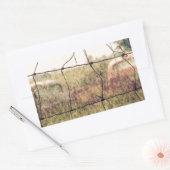 Ländlicher Junkyard, Vechicles, die auf einem Feld Rechteckiger Aufkleber (Umschlag)