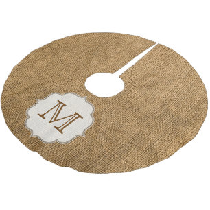 Ländlicher Jute-Rostiger Monogramm-Initial-Baumsch Polyester Weihnachtsbaumdecke