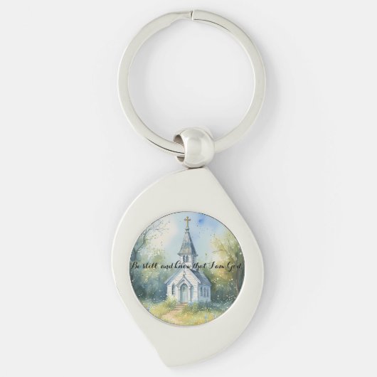 Ländlicher Kirchenweg auf einer Wiesenfläche mit W Schlüsselanhänger (Vorderseite)