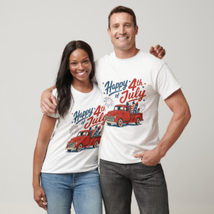 Ländlicher Lastwagen Frohes viertes Juli T-Shirt