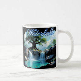 Ländlicher Naturspaziergang zu Outdoor-Wasserfälle Kaffeetasse