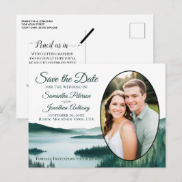 Ländlicher ovaler See-Foto-Save-the-Date Ankündigungspostkarte