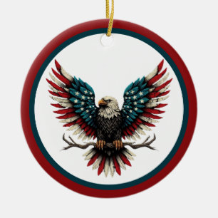 Ländlicher patriotischer amerikanischer/USA-Weißko Keramik Ornament